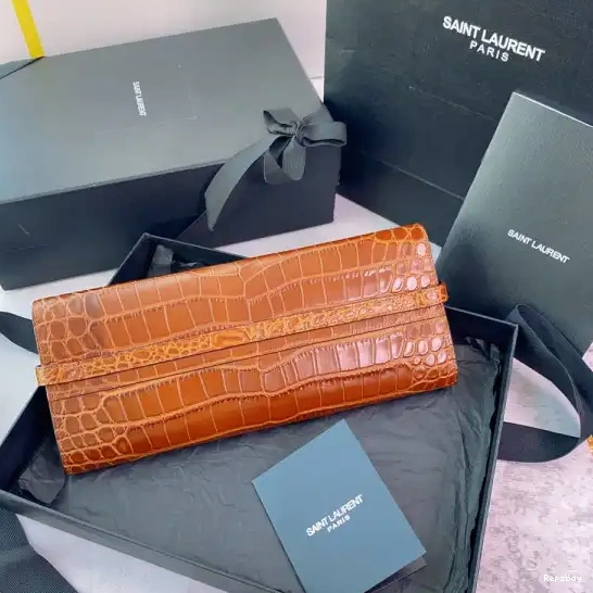 Rep ladies REP IN YSL MANHATTAN CROCODILE-EMBOSSED CLUTCH LEATHER 0515